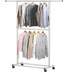 Simple Houseware Double Rod Garment Rack, Black