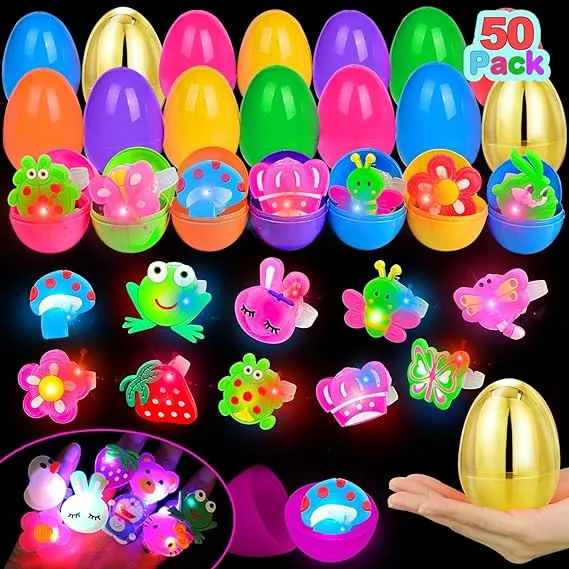 TURNMEON  2 Golden Eggs  100 Pcs Easter Basket Stuffers Party Multicolor 