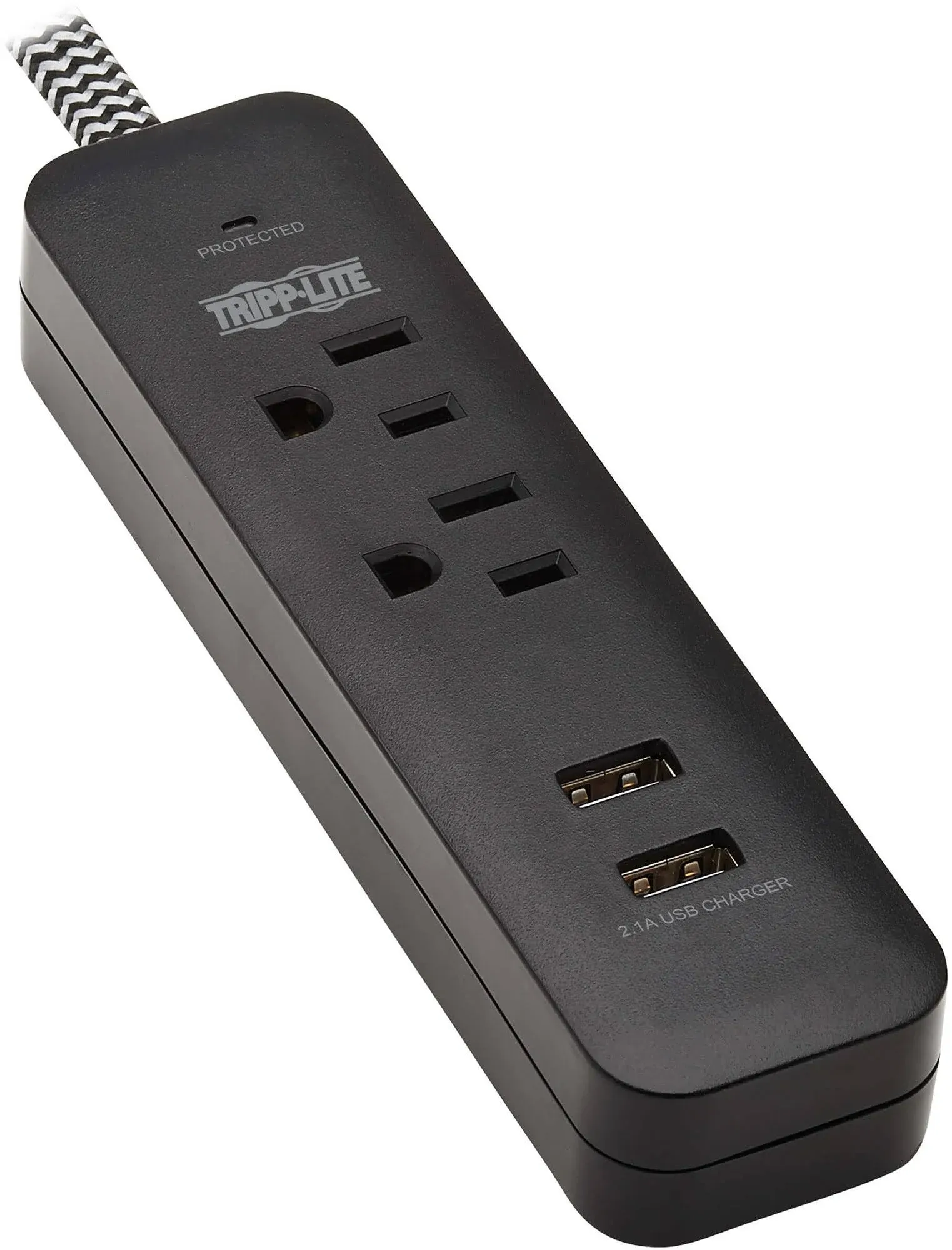 Tripp Lite TLP206USB Surge Protector 2-Outlet 2 USB 6ft Cord