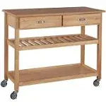 Home Styles Furniture Solid Wood Top Kitchen Cart in Natural