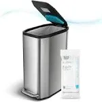 Home Zone Living 13 Gallon Slim Kitchen Trash Can with CLEANAURA Odor Control Pod, 50 Liters