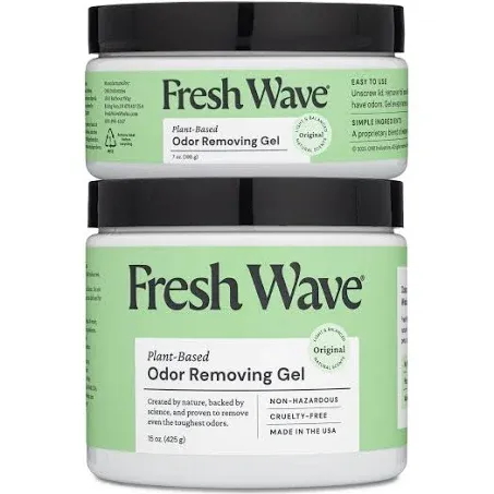 Fresh Wave Odor Removing Gel, 15 oz. & 7 oz. - Odor Absorbers for Home, Safer Odor Relief, Natural Plant-Based Odor Eliminator, Every 15 oz. lasts 30-60 Days, For Cooking, Trash & Pets