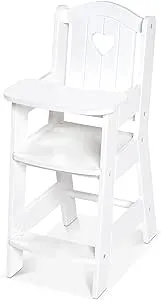 Melissa & Doug Mine to Love Wooden Play High Chair for Dolls, Stuffed Animals - White (18”H x 8”W x 11”D Assembled)