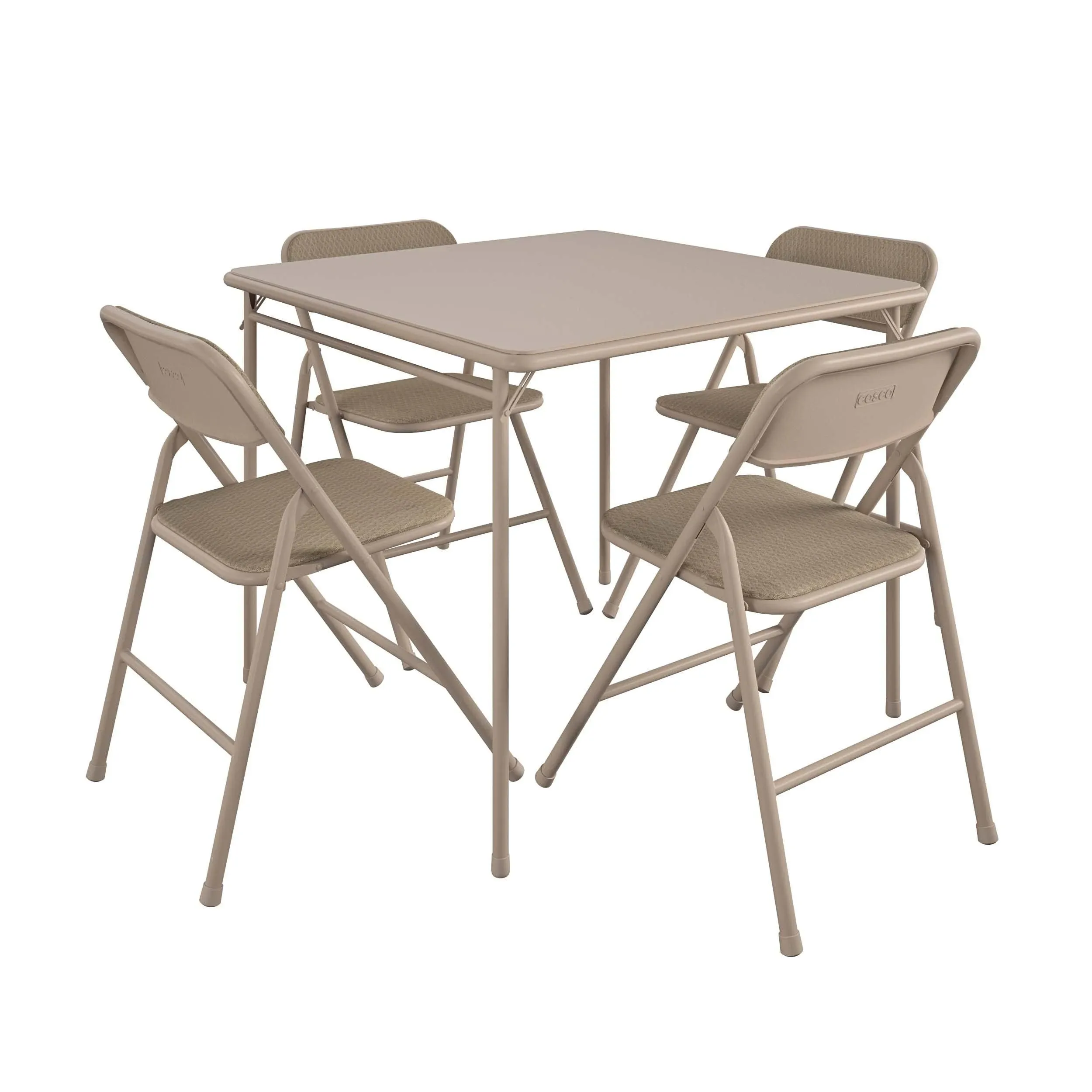 COSCO 5-Piece Folding Table and Chair Set, Tan