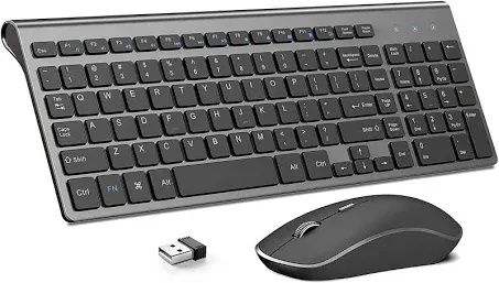 Wireless Keyboard and Mouse,J JOYACCESS 2.4G Ergonomic and Slim Wireless Computer Keyboard Mouse Designed for Windows, PC, Laptop,Tablet - Black Grey