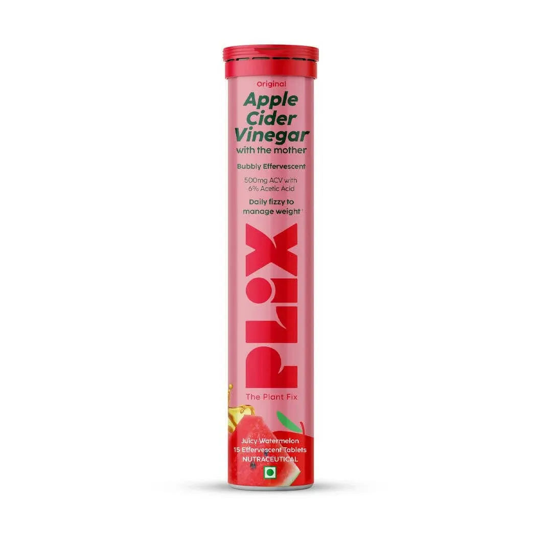 PLIX The Plant Fix Apple Cider Vinegar Effervescent Tablet with Mother - Juicy Watermelon