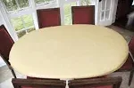 Covers for The Home Deluxe Elastic Edged Flannel Backed Vinyl Fitted Table Cover - Basketweave (Beige) Pattern - Oblong/Oval - Fits Tables Up to 48"W