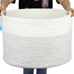 XXXLarge Cotton Rope Basket 21.7&#034; x 21.7&#034; x 13.8&#034; Woven Laundry Basket for Bl...