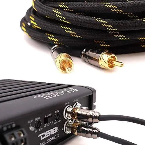 Elite Audio Pro Series 6ft. 2-Channel Car Audio RCA Short Cable - Triple Shielded, Brass Connectors, Oxygen Free Copper, Noise Reducing Audio Cable for Amplifiers Subwoofers Speakers Processors – PRO6