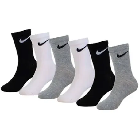 Nike Boy`s Cushioned Crew Socks 6 Pack