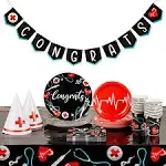 Nurse Graduation Decorations and Party Supplies Set, Cups, Plates, Hats, Table Cover, Serves 24