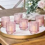 Kate Aspen Ribbed Glass Votive Candle Holder Set of 6