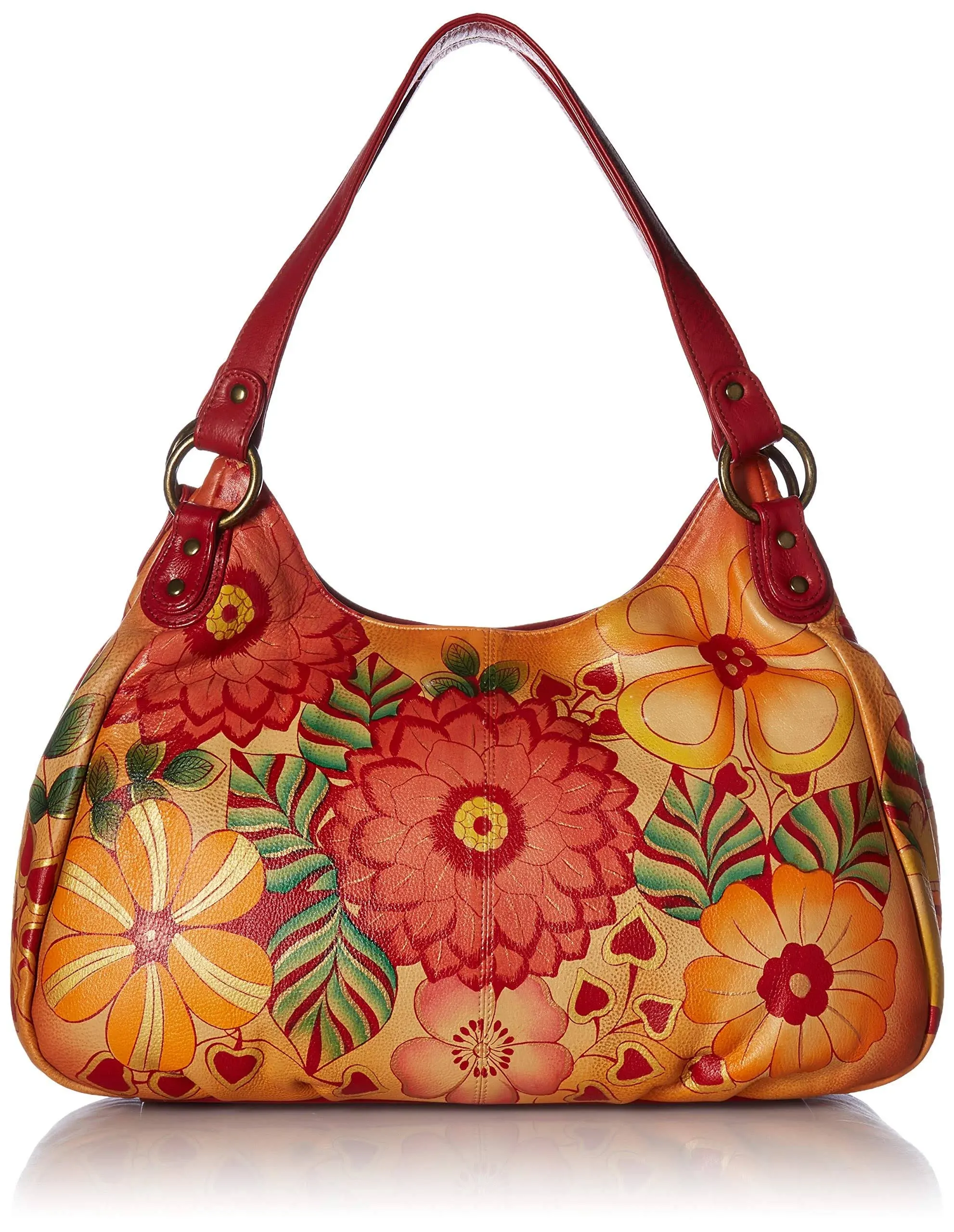 Anna by Anuschka Women's Hand Painted Leather Large Ruched Hobo 8078, Brazilian Beauties