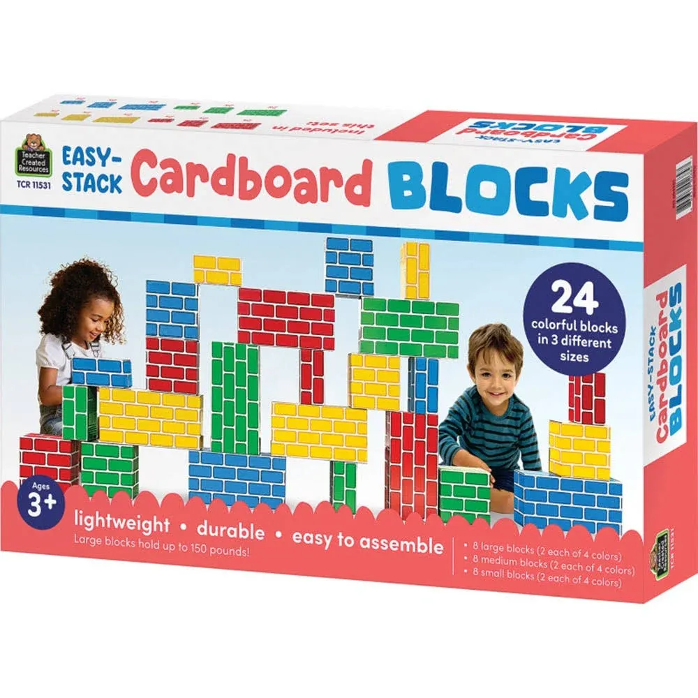 Teacher Created Resources Easy-Stack Cardboard Blocks, 24 Piece Set