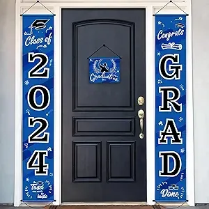 2024 Graduation Decorations 3 Pcs Class of 2024 Congrats Grad Banner Blue and...