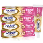 Poligrip Denture Adhesive, Power Max Hold + Comfort Denture Adhesive Cream, 2.2 Ounces (Pack of 4)