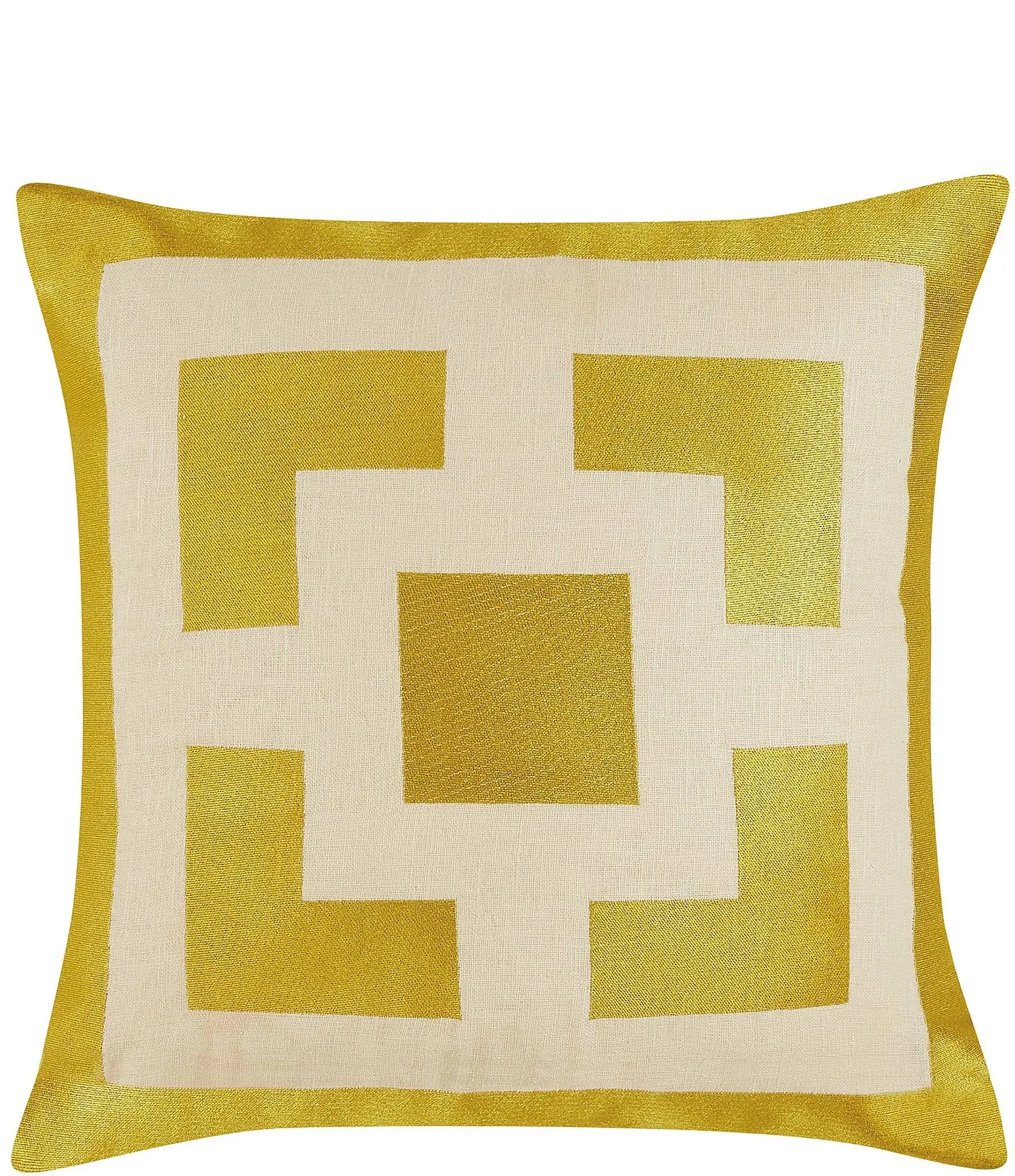 Trina Turk Palm Spring Block Embroidered Throw Pillow- Gold