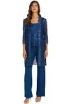 R&M Richards Womens 3PC Lace Pant Suit Gray 8