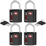 TSA Approved Luggage Locks, Ultra-Secure Dimple Key Travel Locks Black 4 Pack