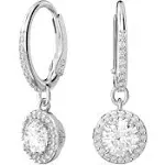 Swarovski Constella drop earrings, Round cut, Pavé, White, Rhodium plated