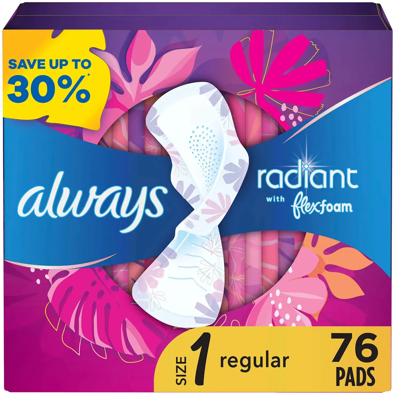 Always Radiant Regular Pads, Scented - Size 1 (76 ct.)