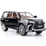 BDTCTK 1/24 Lexus 570 Off-Road in Luxury SUV Model Car, Zinc Alloy Pull Back Big Toy car with Sound and Light for Kids Boy Girl Gift(Black)