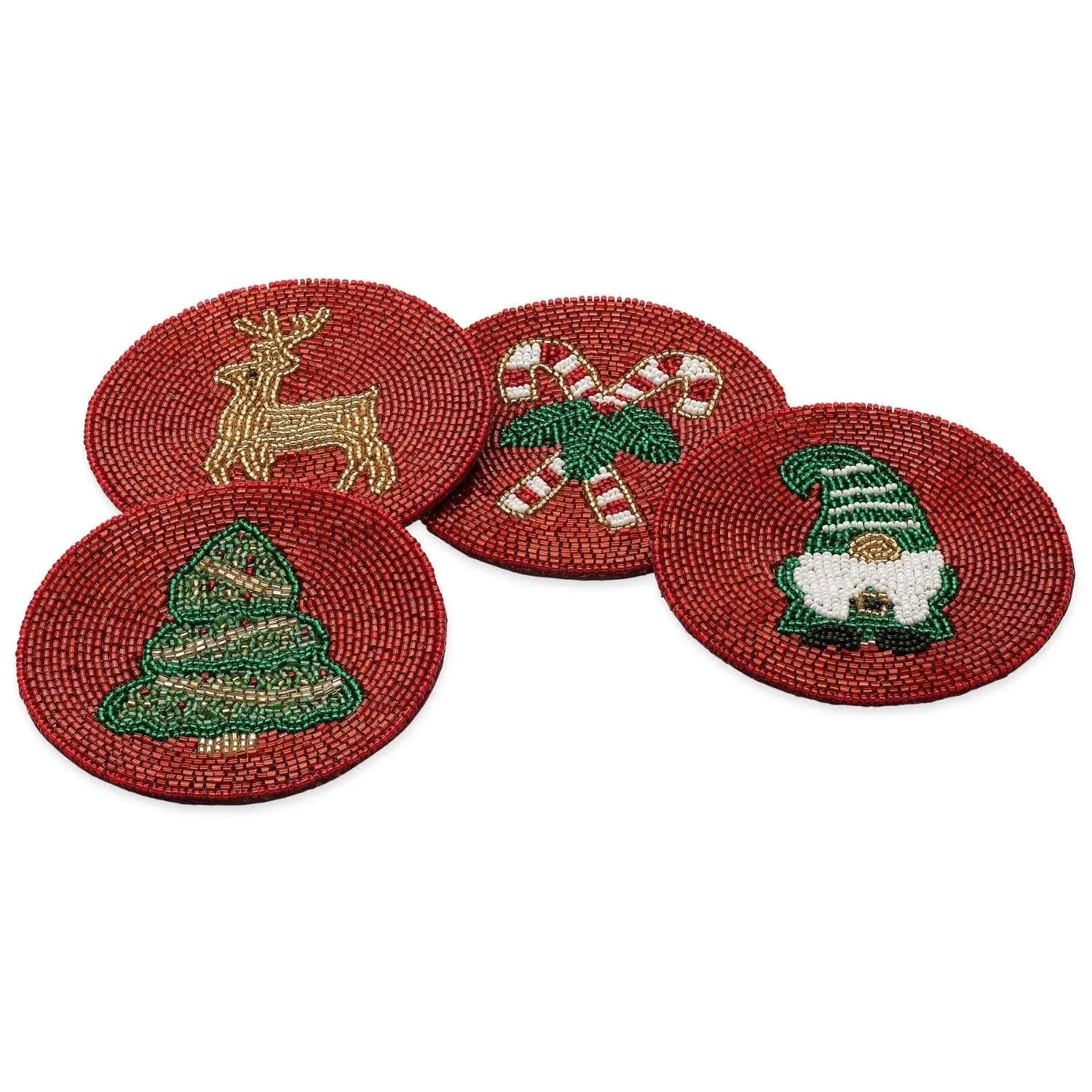 Folkulture Christmas Coasters Set of 4, 4' Round Coasters for Coffee Table, Holiday Coasters for Christmas Décor, Coasters for Coffee Table for Christmas Table Decorations (Holiday Magic)