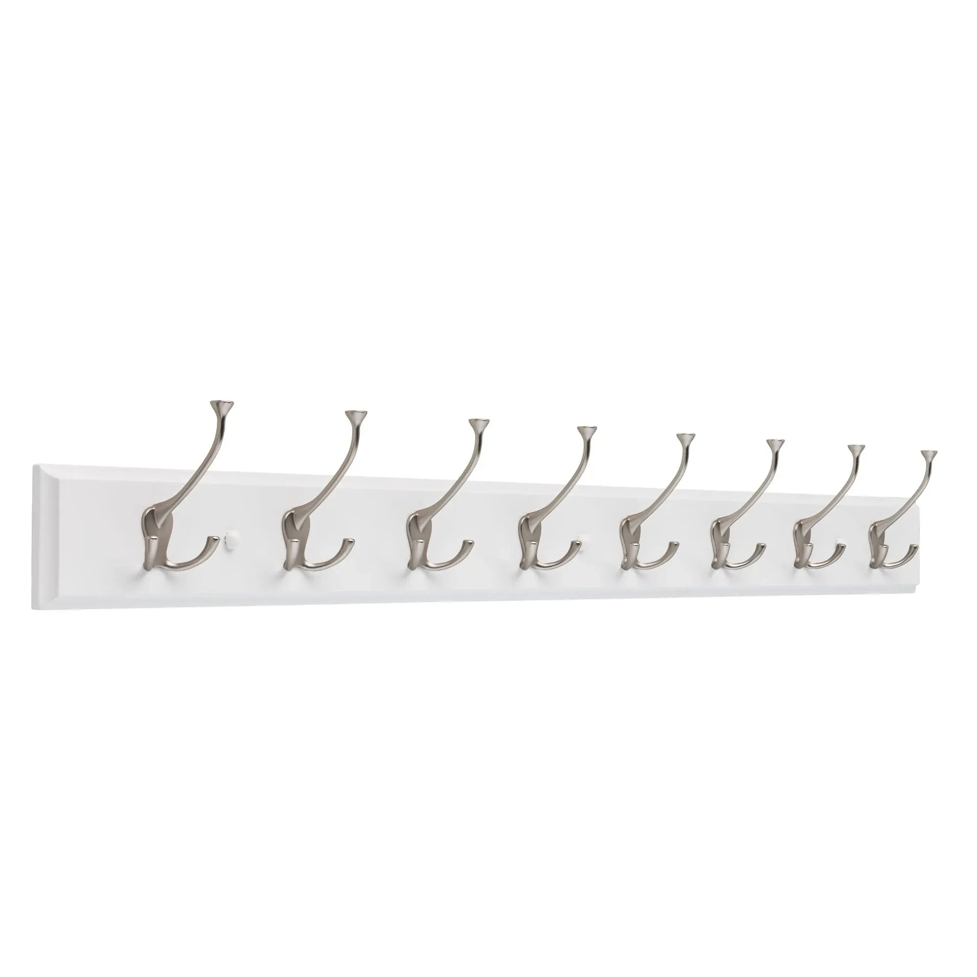 Franklin Brass 45" 8 Tri-Hook Rail Pure White & Matte Nickel Finish