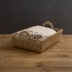 Simplify Large Shelf Storage Basket | Dimensions: 15"x 13"x 5"| 2 Carry Handles | Vertical Weave Design | Paper Rope Material | Great for Living Spaces | Great For Storage and Display