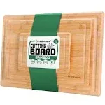 Bamboo Cutting Boards for Kitchen Set of 3 Wood Cutting Board for Chopping Mea