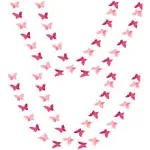  Butterfly Hanging Garland Party Decoration 4 Pack, 3D Paper Butterfly Pink