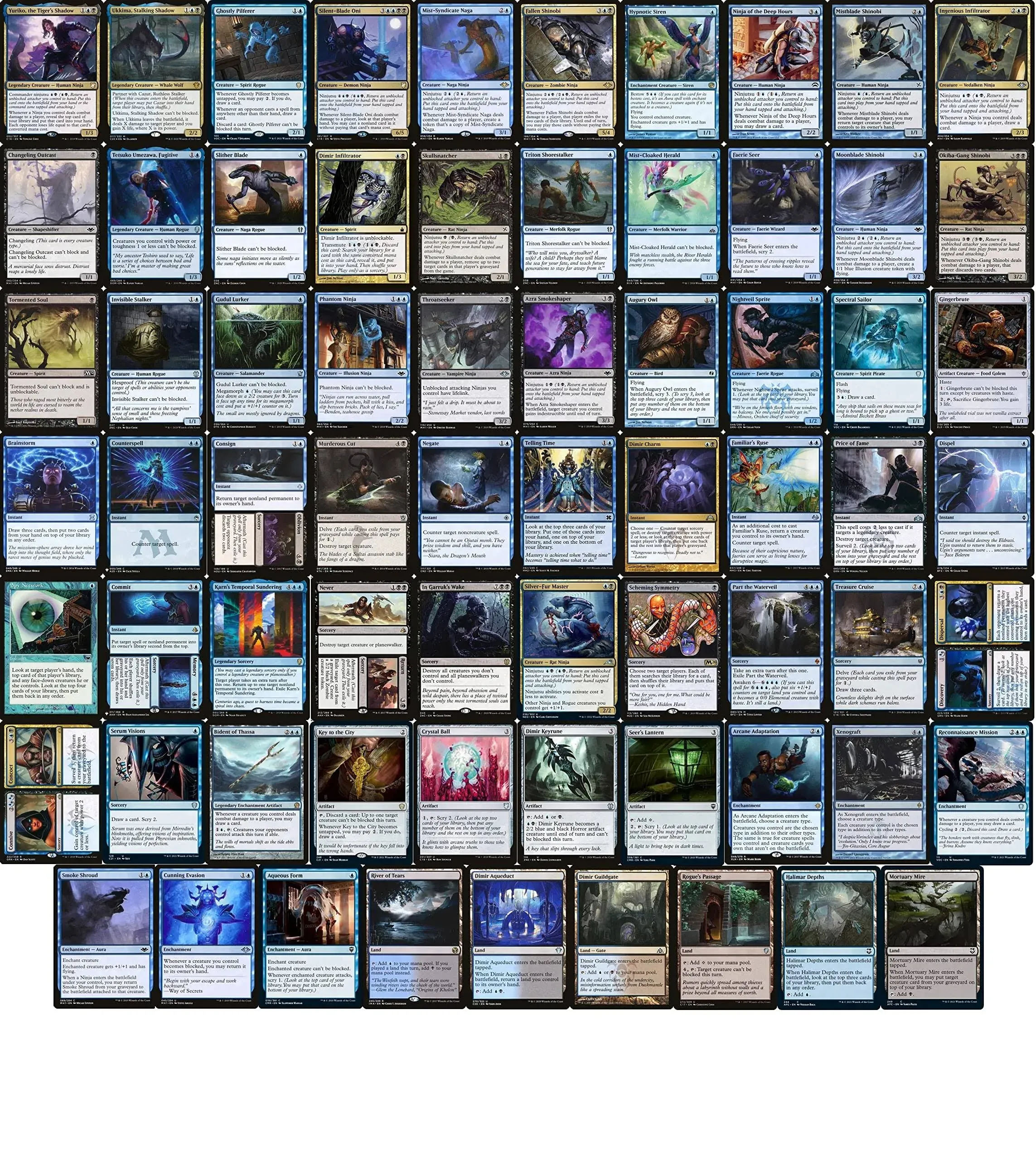 Ninja Commander Deck - Yuriko - Dimir Blue Black - EDH - 100 Card - Custom Magic The Gathering Deck - Very Strong!