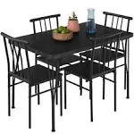 Best Choice Products 5-Piece Indoor Modern Metal Wood Rectangular Dining Table Furniture Set w/ 4 Chairs - Black