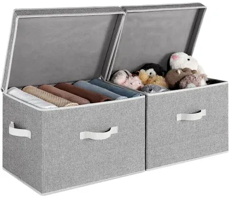 StorageWorks 2-Pack Gray Storage Bins with Lids and Handles