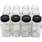 U-Pack 12 Pieces of French Square Glass Spice Bottles