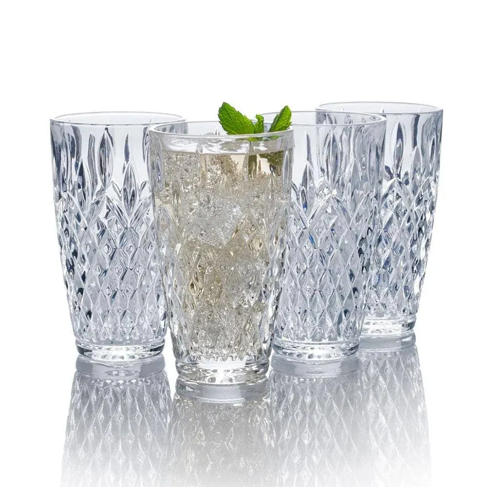 Mikasa Crystal Highball Glasses, Set of 4, “Harding”