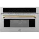 ZLINE Autograph Edition 30 1.6 Cu ft. Built-in Convection Microwave Oven in Stainless Steel and Champagne Bronze Accents