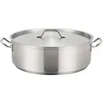 Winco SSLB-15, 15-Quart Stainless Steel Brazier Pan with Cover