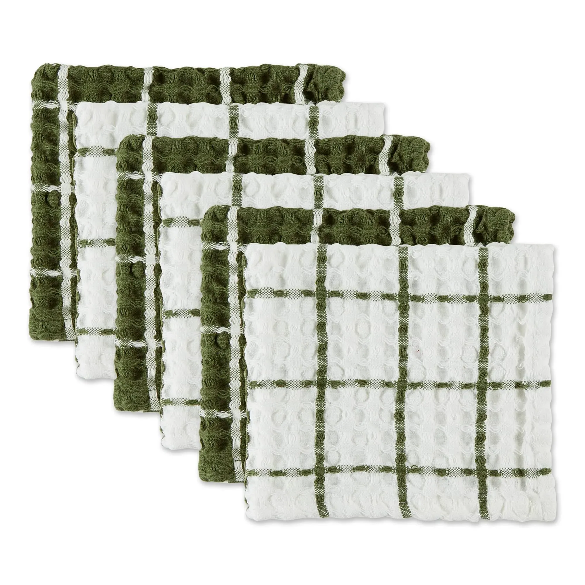 DII Sage Windowpane Oversized Washed Waffle Dishcloth 6 Piece