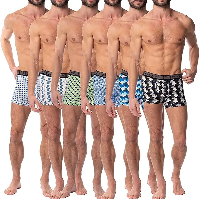 AMERICAN HEAVEN Men's Underwear Trunks 6-Pack, Stretchy Ultra Soft Fitted Boxer Brief with Fly