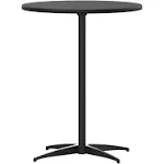 Flash Furniture 24 in. Lars Round Wood Cocktail Table with 30 & 42 in. Columns Black