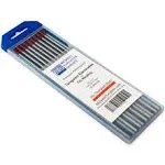 TIG Welding Tungsten Electrodes 2% Thoriated 1/8" x 7" 10-Pack (Red, WT20)