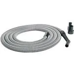 Cen-Tec Systems 20 Ft. Premium Shop Vacuum Extension Hose with 2 tank adapters and 1.25" curved end, Silver