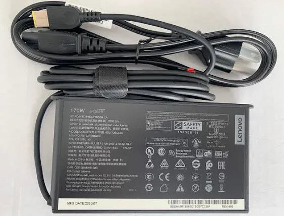 New Genuine Slim Design Lenovo 20V 8.5A 170W AC Adapter For Lenovo ThinkPad P73, Compatible with P/N: SA10R16886, 02DL140, ADL170SCC3A.