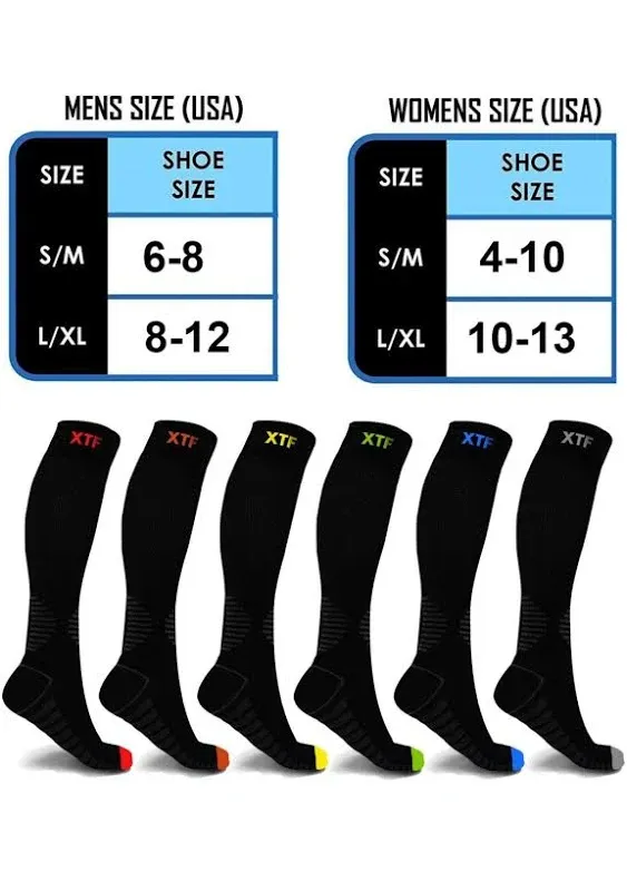 Unisex Extreme Fit Graduated Compression Knee High Socks Multicolor Size S/M