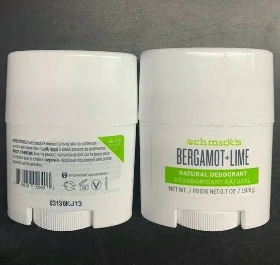 SCHMIDT&#039;S~~BER<wbr/>GAMOT + LIME~~NATURAL DEODORANT 0.7 OZ TRAVEL SIZE 155