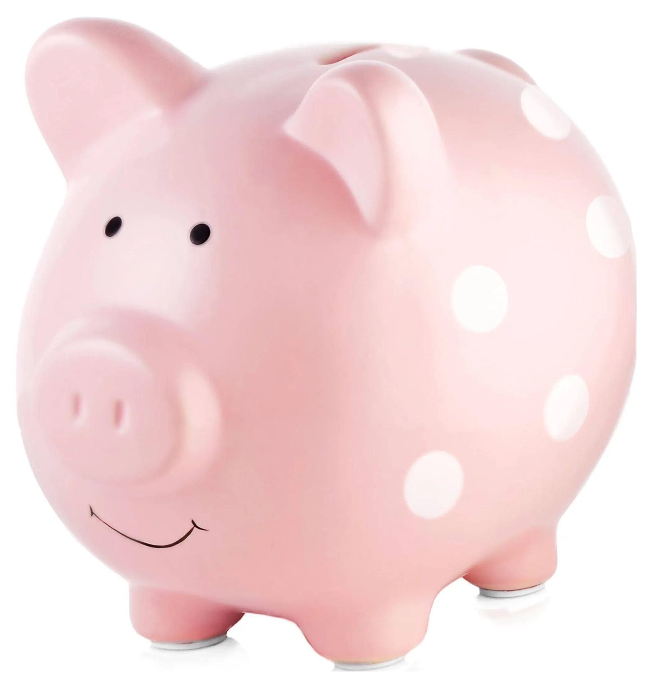 Pearhead Ceramic Piggy Bank (Polka Dot Pink)