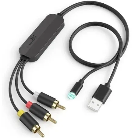 YEHUA RCA Conversion Cable for Lightning, AV Converter small, Black 