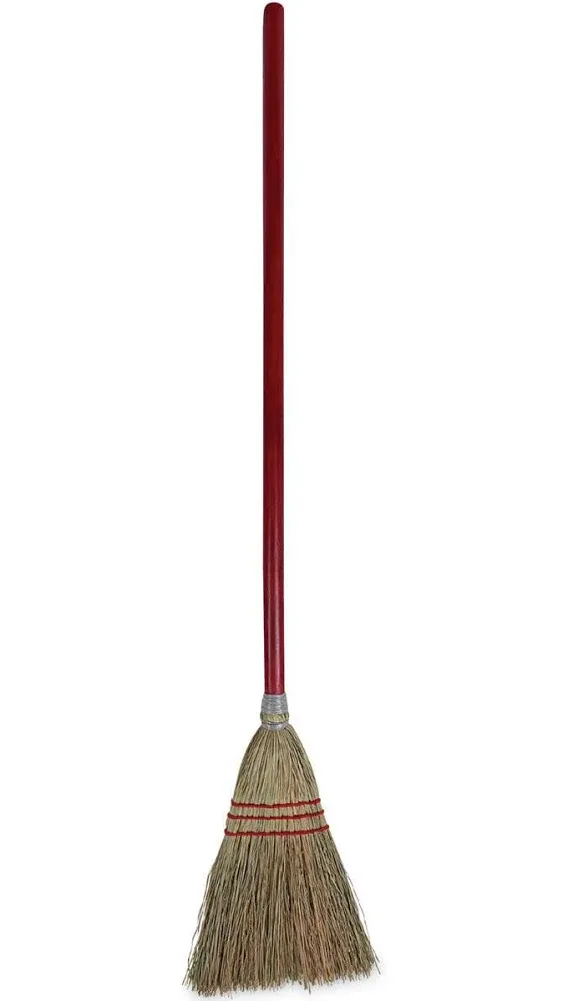 Boardwalk Lobby/Toy Broom, Corn Fiber Bristles, 39" Wood Handle, Red/Yellow