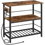 Kitchen Island with Storage, Kitchen Island Table with Power Outlet, 3 Tier Coff